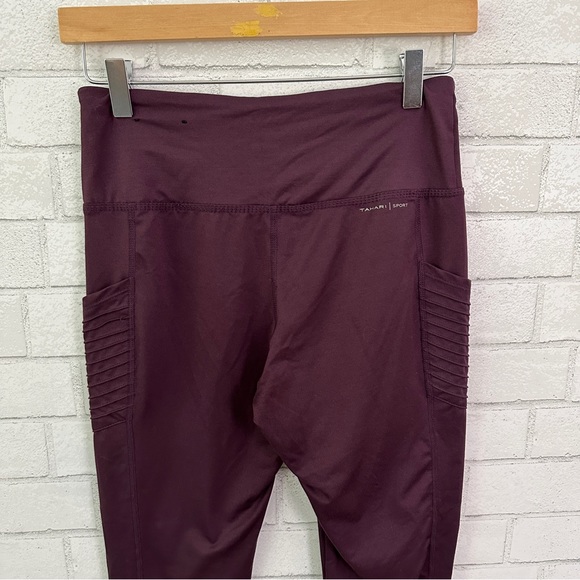 TAHARI Sport Maroon Plum Side Pocket Legging Tights - Picture 7 of 9